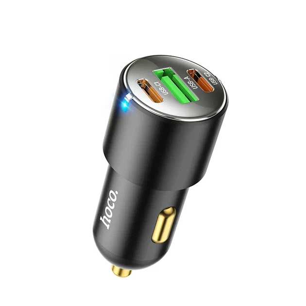Автомобільний зарядний пристрій HOCO NZ6 PD45W 3 порти (2xType-C + USB) Чорний / Швидке автозаряджання АЗП у прикурювач - зображення 3