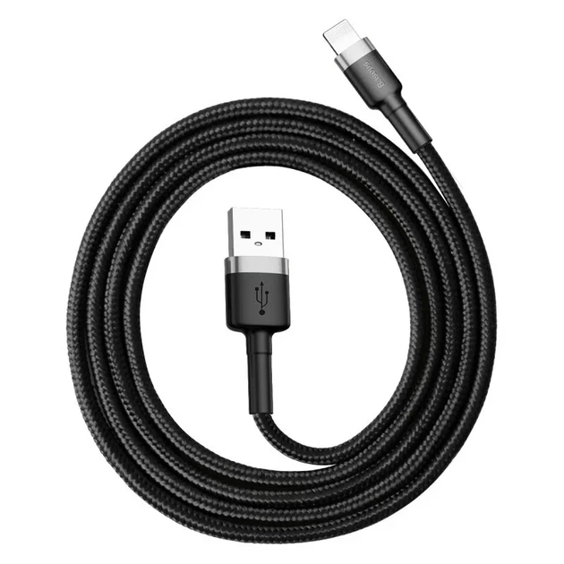 Кабель USB to Lightning Baseus Cafule Cable 2.4 A 1m Чорно-золотий/Шнур дріт для iPhone iPad швидке заряджання Чорний - зображення 3
