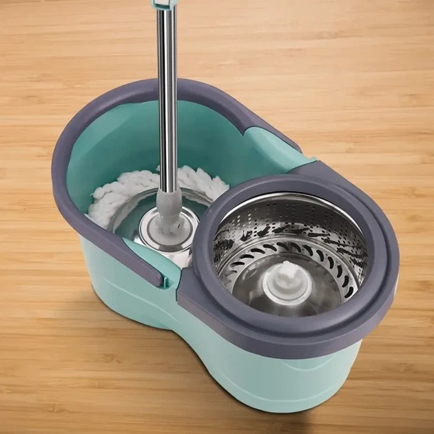 Швабра круглая с ведром и отжимом SPEED 8 Clean Expert LY-911 комплект для мытья пола Бирюзовый - изображение 3
