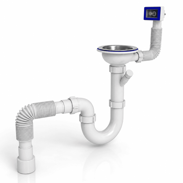 Сифон Kronoplast 3 1/2"*40 мм прямоточный с отводом для стиральной машины, гофротрубой 40*40/50 мм SU27020343 - изображение 3