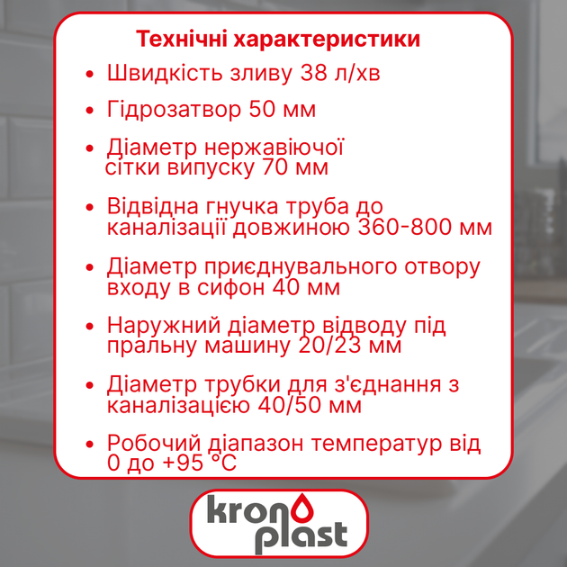 Сифон Kronoplast для двойной кухонной мойки 1 1/2″×40 с двумя резьбовыми выпусками SM44620243 - Фото 2 Сифон Kronoplast для двойной кухонной мойки 1 1/2″×40 с двумя резьбовыми выпусками SM44620243 - изображение 2