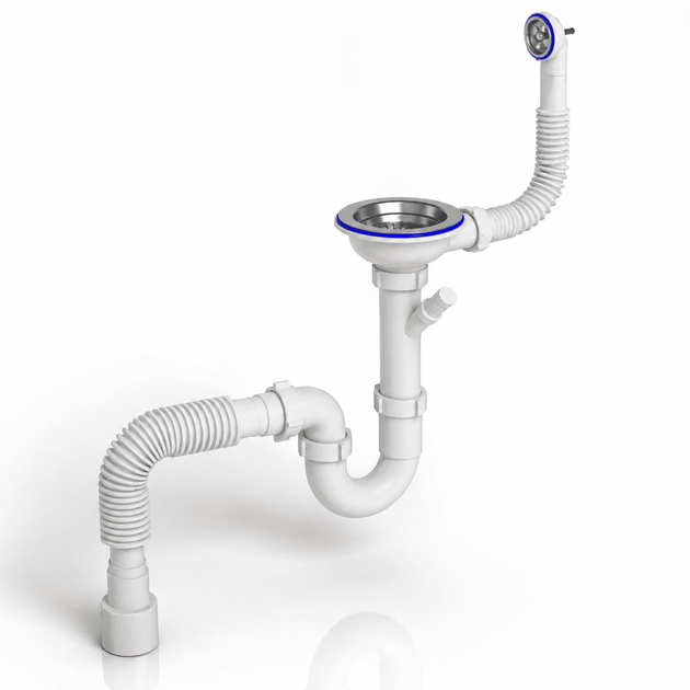 Сифон Kronoplast 3 1/2"*40 мм прямоточный с отводом для стиральной машины, гофротрубой 40*40/50 мм SU27020243 - изображение 3