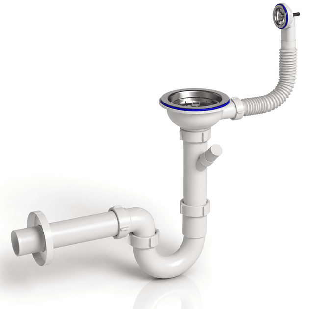 Сифон Kronoplast 3 1/2"*40 мм с резьбовым выпуском прямоточный, с прямой трубой 40*200 мм с розеткой SU27020202 - Фото 3 Сифон Kronoplast 3 1/2"*40 мм с резьбовым выпуском прямоточный, с прямой трубой 40*200 мм с розеткой SU27020202 - изображение 3