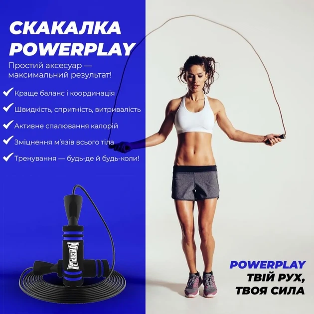 Скакалка швидкісна PowerPlay 4212 X ROPE з обтяжувачами Чорно/Темно синя (120г*2) 3м. (PP_PP_4212_Navy) - Фото 2 Скакалка швидкісна PowerPlay 4212 X ROPE з обтяжувачами Чорно/Темно синя (120г*2) 3м. (PP_PP_4212_Navy) - изображение 2