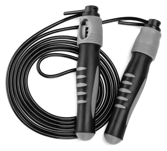 Скакалка зі лічильником PowerPlay 4215 Jump Rope With Counter Чорно/Сіра 2.75 см. (PP_PP_4215_Black/Grey) - Фото 3 Скакалка зі лічильником PowerPlay 4215 Jump Rope With Counter Чорно/Сіра 2.75 см. (PP_PP_4215_Black/Grey) - изображение 3