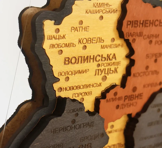 Карта України настінна мала 3D об'ємна з синьою підсвіткою (220В) в коробці 55*38.5 см Гранд Презент 16СС - изображение 5