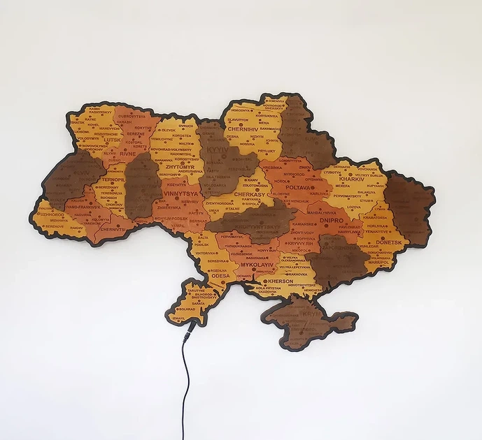 Карта України настінна середня 3D об'ємна англійською з синьою підсвіткою (220В) в коробці 92.5*64.6 см Гранд Презент 12ССАнгл - Фото 8 Карта України настінна середня 3D об'ємна англійською з синьою підсвіткою (220В) в коробці 92.5*64.6 см Гранд Презент 12ССАнгл - изображение 8