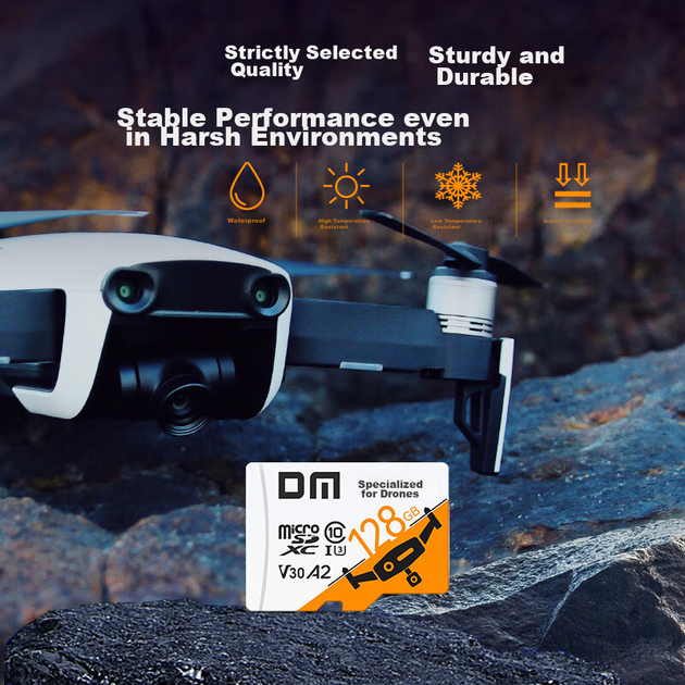 Карта памяти DM Daimai 128 ГБ TF (MicroSD), карта для дрона, A2 V30 U3, скорость чтения 120 МБ/с, высокоскоростная карта памяти Ultra HD 4K, белая карта. - изображение 5