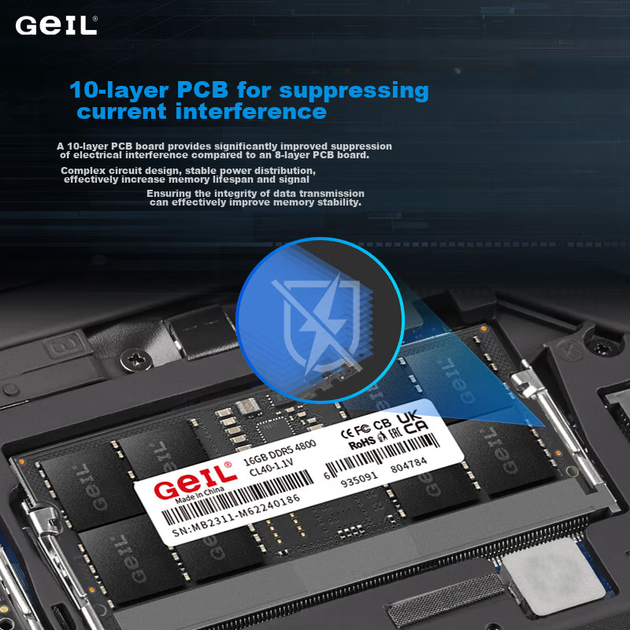 Модуль оперативной памяти GEIL Jinbang 16 ГБ DDR5-4800 для ноутбука, серия Millennium, расширение памяти для ноутбука. - изображение 8