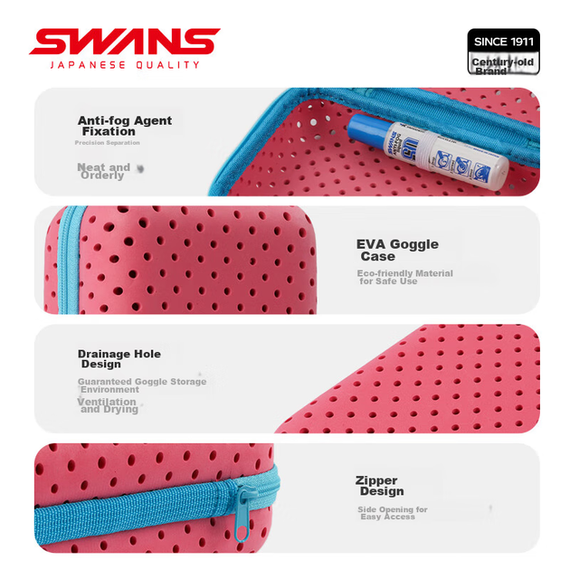 Футляр SWANS для очков для плавания дышащий портативный, синий - изображение 8