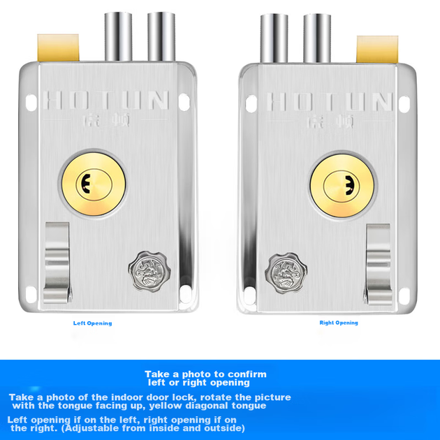 Замок HOTUN 9698 накладной противовзломный для входной двери, правый - изображение 4