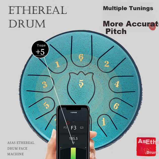 Портативная барабанная установка Asasi 11-Tone 6-Inch для начинающих, подарок для класса, подарок на день рождения для детей, стальной язычковый барабан - Spotted Greet - изображение 6