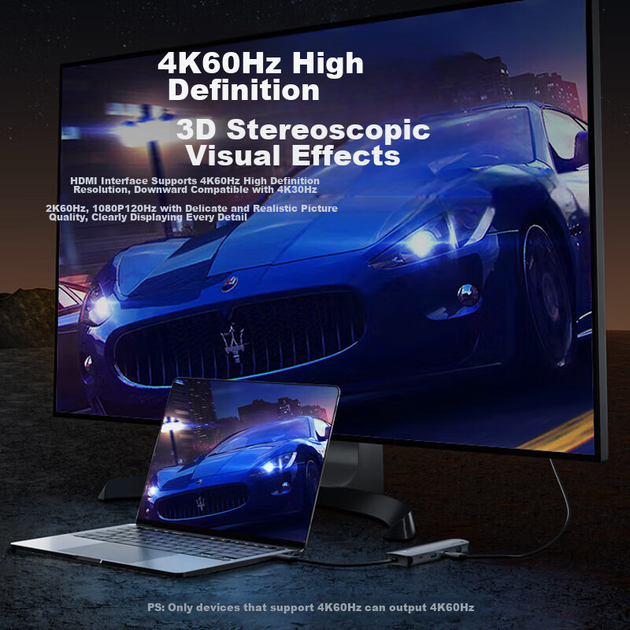 Док-станція розширення Yottamaster Type-C 3.2, концентратор Thunderbolt 4, розгалужувач-конвертер 10 Гбіт/с, сумісний з Apple MacBook 15, ноутбуками Huawei, iPad - зображення 7