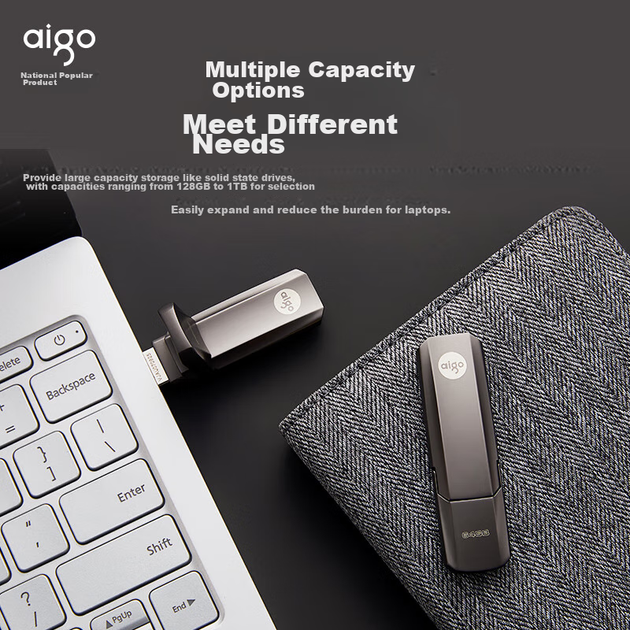 Aigo 256GB USB3.2 Ultra-Fast Solid State Flash Drive U391 Metal Flash Drive Read Speed 420MB/s Speed Boost Portable SSD - изображение 4