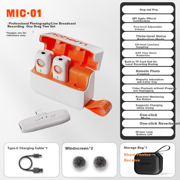 Микрофон Hohem Mic01 петличный беспроводной с клипсой - Фото 2 Микрофон Hohem Mic01 петличный беспроводной с клипсой - изображение 2