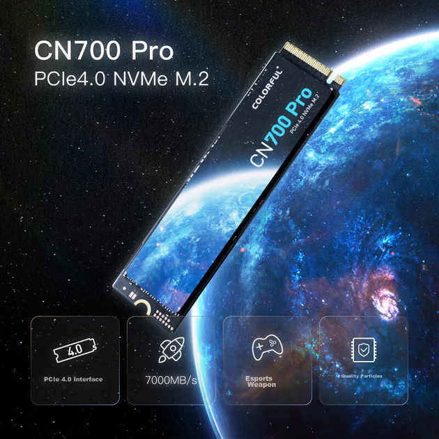 Барвистий твердотільний накопичувач SSD ємністю 1 ТБ, інтерфейс M.2 (протокол NVMe), серія CN700 PRO, швидкість читання TLC NAND до 7400 МБ/с - Фото 5 Барвистий твердотільний накопичувач SSD ємністю 1 ТБ, інтерфейс M.2 (протокол NVMe), серія CN700 PRO, швидкість читання TLC NAND до 7400 МБ/с - изображение 5