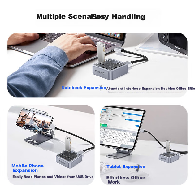Док-станция ORICO Expansion Dock Type-C, высокоскоростной концентратор 10 Гбит/с, удлинительный кабель-конвертер для ноутбука, 1 метр. - изображение 11