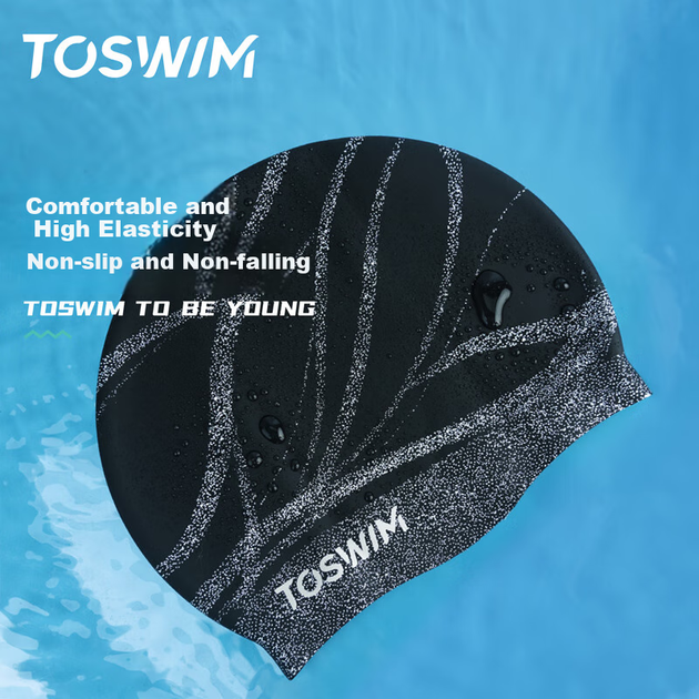 Шапочка для плавания TOSWIM силиконовая для длинных волос водонепроницаемая, Xinghe Muyu - изображение 10