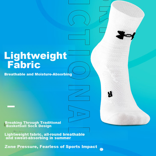 Шкарпетки Under Armour унісекс баскетбольні бавовняні середньої висоти, білі, 3 пари, розмір XL - зображення 2