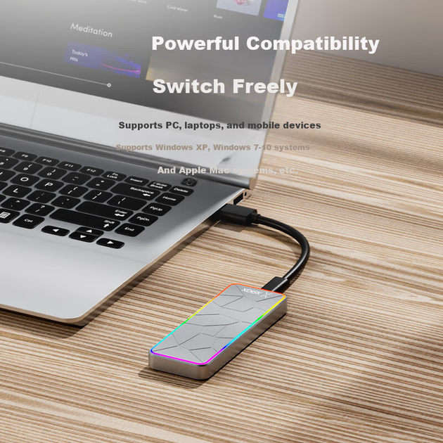 SSD-накопитель внешний Xiaopan XDISK серии M 512 ГБ USB 3.2 Type-C, ярко-серый - Фото 6 SSD-накопитель внешний Xiaopan XDISK серии M 512 ГБ USB 3.2 Type-C, ярко-серый - изображение 6
