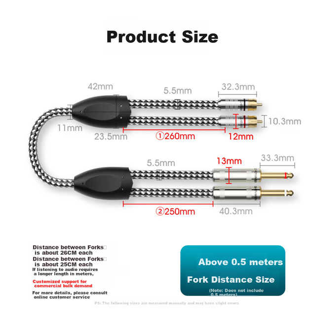 Аудиокабель ZHENWEI 2 x Jack 6.35 мм — 2 x RCA/XLR, 1 м - Фото 2 Аудиокабель ZHENWEI 2 x Jack 6.35 мм — 2 x RCA/XLR, 1 м - изображение 2