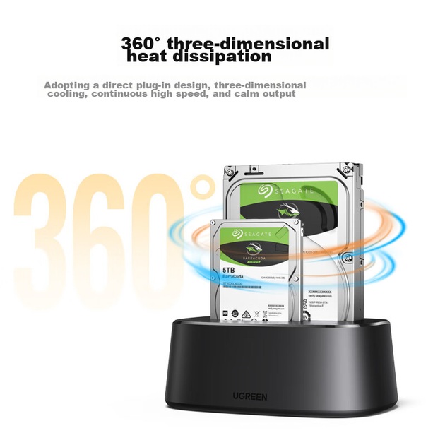 Док-станція для жорсткого диска UGREEN 2,5/3,5 дюйма, сумісна з SSD-накопичувачами SATA для ноутбуків та настільних комп'ютерів, зовнішній корпус із двома відсіками для портативних жорстких дисків та копіювання даних із зовнішнього жорсткого диска - Фото 6 Док-станція для жорсткого диска UGREEN 2,5/3,5 дюйма, сумісна з SSD-накопичувачами SATA для ноутбуків та настільних комп'ютерів, зовнішній корпус із двома відсіками для портативних жорстких дисків та копіювання даних із зовнішнього жорсткого диска - изображение 6