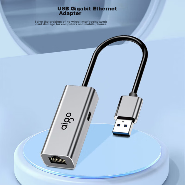 Кабель-адаптер Aigo USB - RJ45 Gigabit Ethernet, док-станція для ноутбука, сумісний з док-станціями Lenovo, Xiaomi, Apple R02A (металевий) - Фото 4 Кабель-адаптер Aigo USB - RJ45 Gigabit Ethernet, док-станція для ноутбука, сумісний з док-станціями Lenovo, Xiaomi, Apple R02A (металевий) - зображення 4