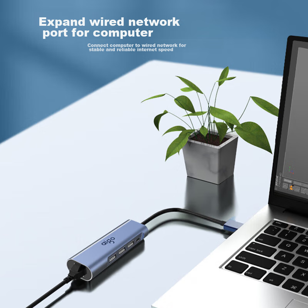 Адаптер Ethernet Aigo USB - RJ45, дротова мережева карта 100 Мбіт/с, конвертер мережевого кабелю, док-станція для ноутбука, USB-хаб, розширювальна док-станція R03A (металева) - Фото 4 Адаптер Ethernet Aigo USB - RJ45, дротова мережева карта 100 Мбіт/с, конвертер мережевого кабелю, док-станція для ноутбука, USB-хаб, розширювальна док-станція R03A (металева) - зображення 4