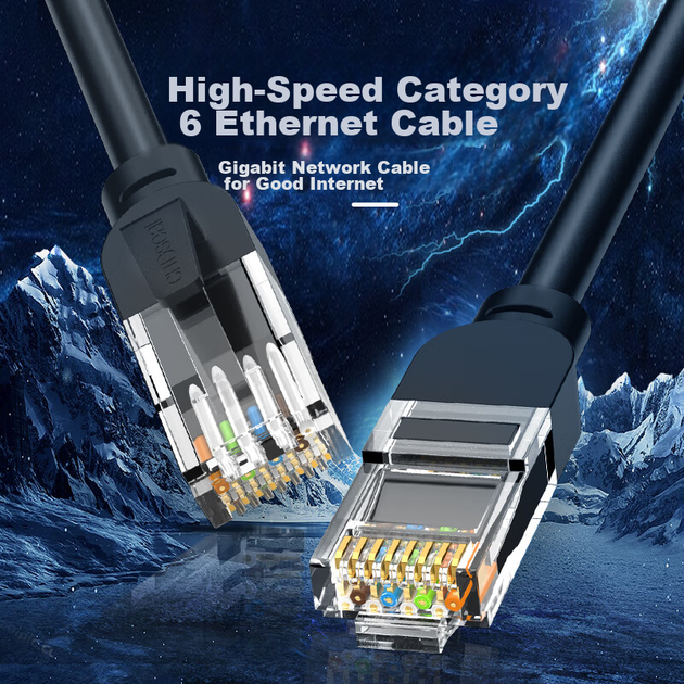 Патч-корд CHOOSEAL QS5062ET40 Cat 6 неекранований 1 Гбіт/с 40 м Чорний - зображення 7