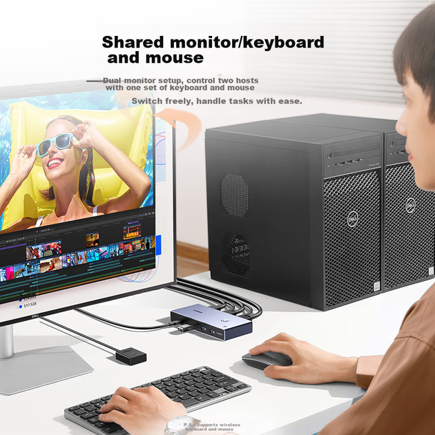 KVM-перемикач Ugreen 25124 2-портовий HDMI 8K 60 Гц - Фото 2 KVM-перемикач Ugreen 25124 2-портовий HDMI 8K 60 Гц - зображення 2
