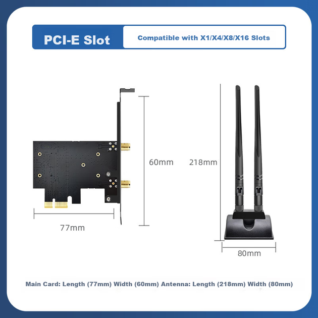 Wi-Fi/Bluetooth адаптер EB-LINK BE200 WiFi7 / 8774 Мбіт/с / Bluetooth 5.4 / Три діапазони / MU-MIMO / PCI Express - зображення 3