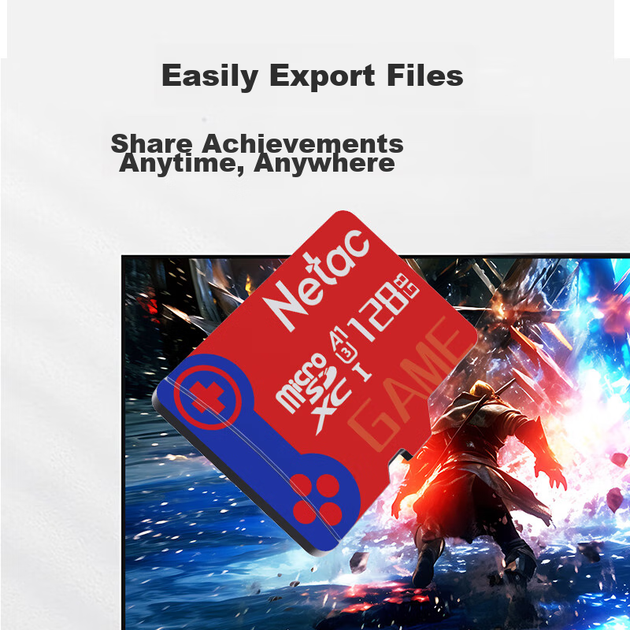 Высокоскоростная карта памяти Netac TF (MicroSD) 128 ГБ для консоли Nintendo Switch NS, процессора A1 U3 V30, разрешение 4K HD, совместима с видеорегистраторами и системами видеонаблюдения. - изображение 7