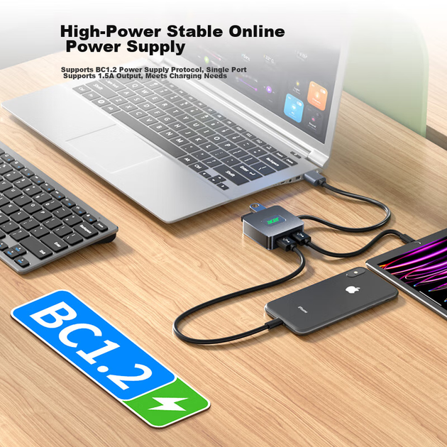 USB-хаб Acer USB 3.2 на 4 порти, до 10 Гбіт/с, з кабелем 1 м, для ноутбуків та настільних ПК - зображення 8