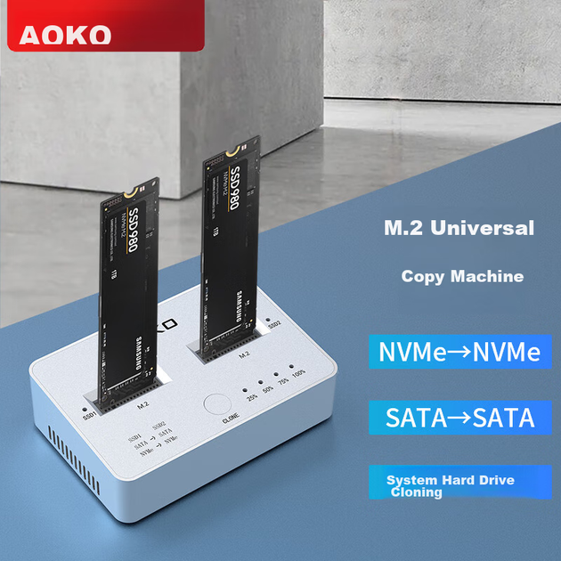 Устройство для клонирования M.2 SSD AOKO, двухпротокольное клонирование NVMe/SATA, клонирование жестких дисков M2, копирование и запись SSD-накопителей в автономном режиме PCIe DM28SW. - изображение 4