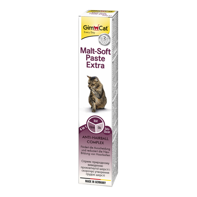 Паста GimCat Every Day Malt-Soft Paste Extra для котов для выведения шерсти из желудка 50 г - Фото 7 Паста GimCat Every Day Malt-Soft Paste Extra для котов для выведения шерсти из желудка 50 г - изображение 7