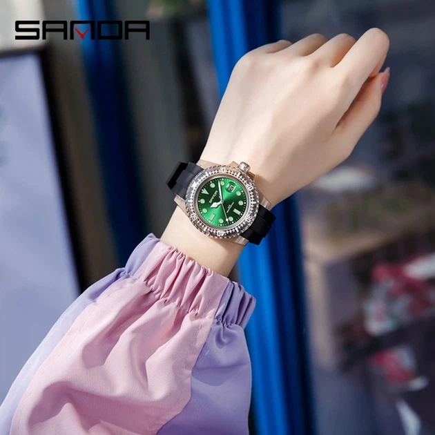 Наручний годинник Sanda 9007 Black-Green - Фото 4 Наручний годинник Sanda 9007 Black-Green - изображение 4