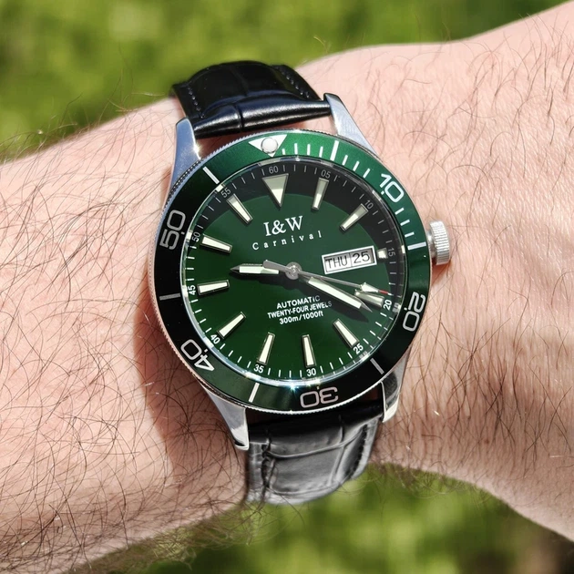 Чоловічий механічний годинник Carnival Diver Leather Deluxe 10 Bar - изображение 3