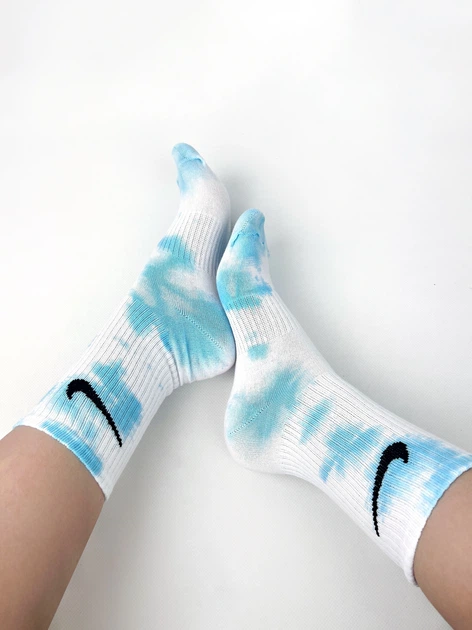 Набор женских высоких носков tie-dye, 5 пар Розмір(35-39) – Бежевий з різнобарвним B35W35zufh-1384 - изображение 7