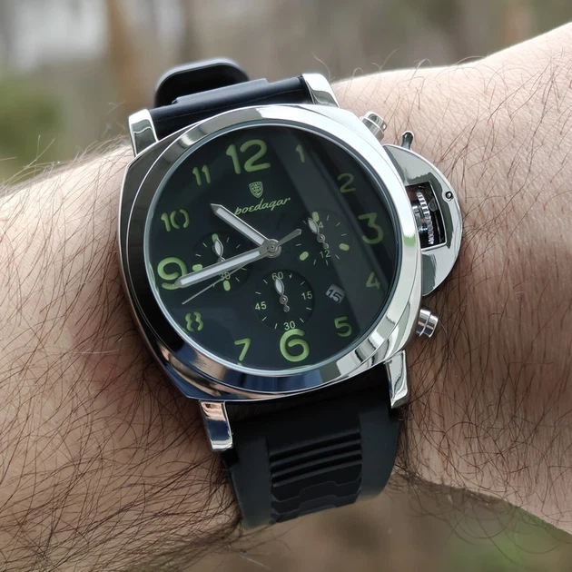 Чоловічий годинник Poedagar Luminious Rubber Black, 2 ремінці - зображення 4