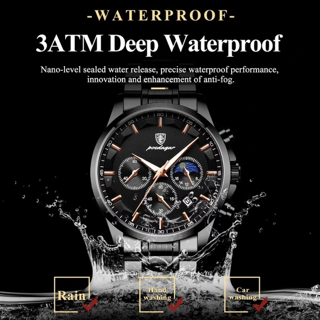 Чоловічий годинник Poedagar West Black - изображение 5