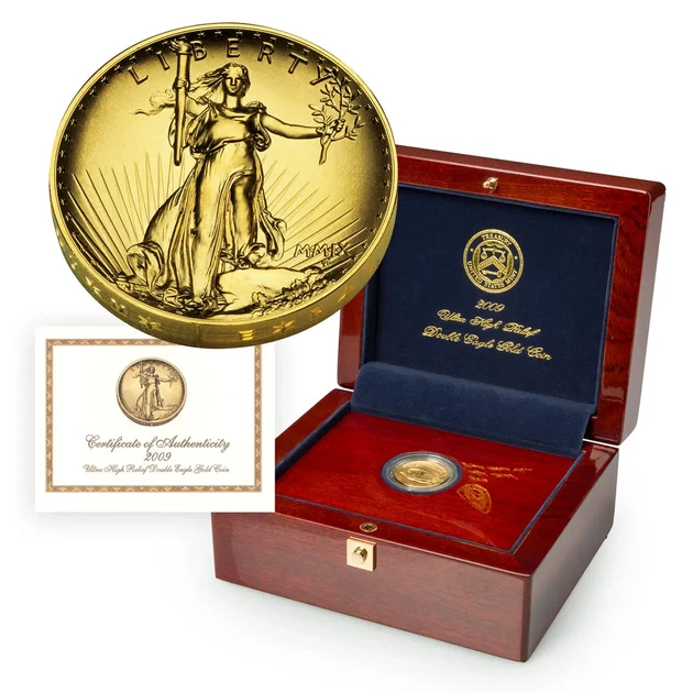 Колекційна золота монета "Double Eagle Ultra High Relief - Американський орел" 31,1 г 2009 рік - изображение 6