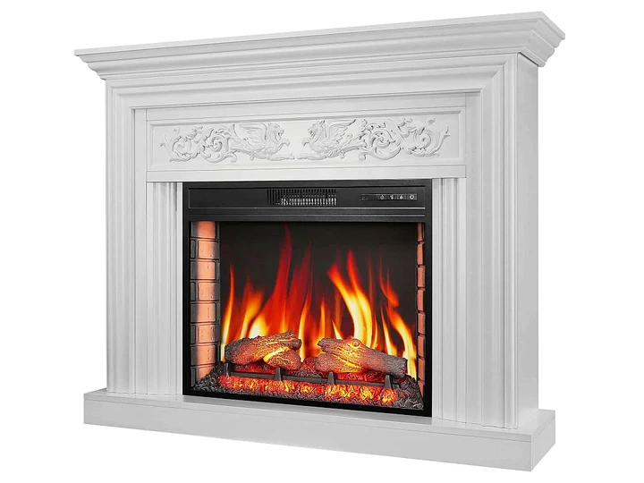 Каминокомплект ArtiFlame Monferrato AF28S белый 3D эффект живого пламени и тления поленьев со звуком и обогревом - изображение 3