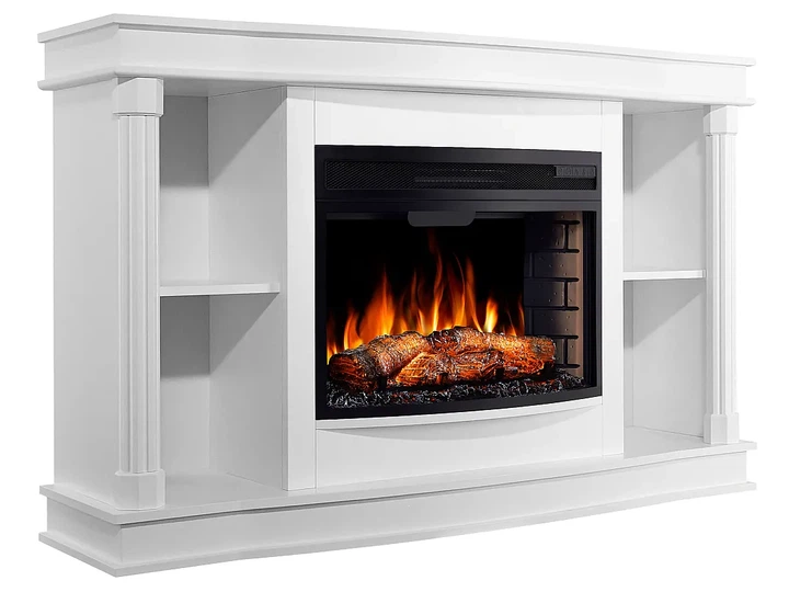 ТВ тумба с камином ArtiFlame Brittany AF25 белый 3D эффект живого пламени и тления поленьев со звуком и обогревом - изображение 2
