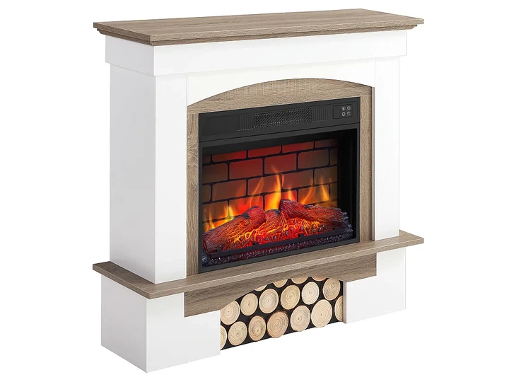 Каминокомплект ArtiFlame Woodley AF23BS белый дуб серый эффект живого пламени со звуком и обогревом - изображение 2