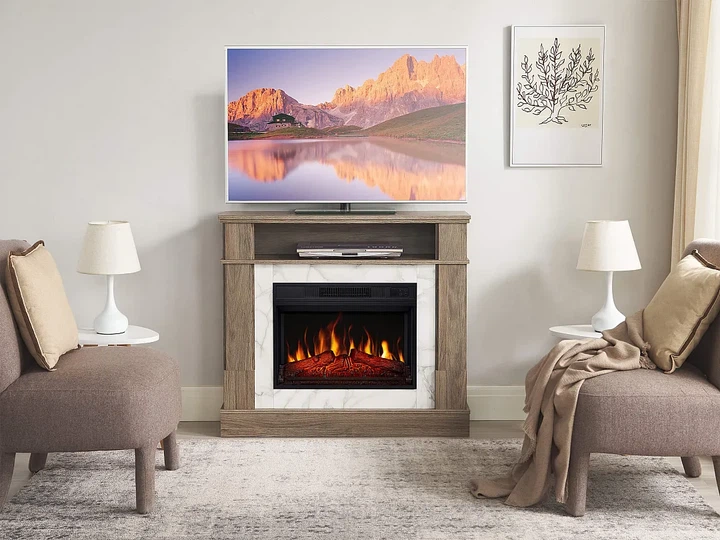 Каминокомплект ArtiFlame For Living AF23S дуб серый эффект живого пламени со звуком и обогревом - изображение 9