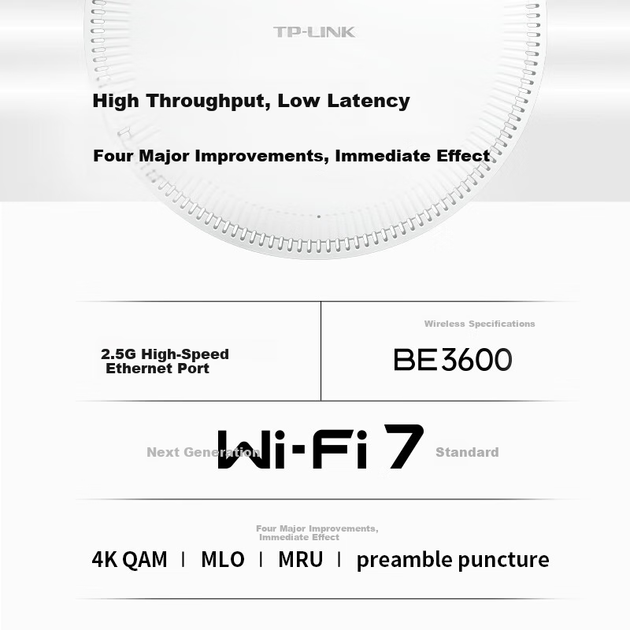 Стельова точка доступу TP-LINK Wi-Fi 7 BE3600 з портом 2.5G, для покриття всього будинку, для вілл та готелів, комерційна, модель TL-7AP3600HC - зображення 6