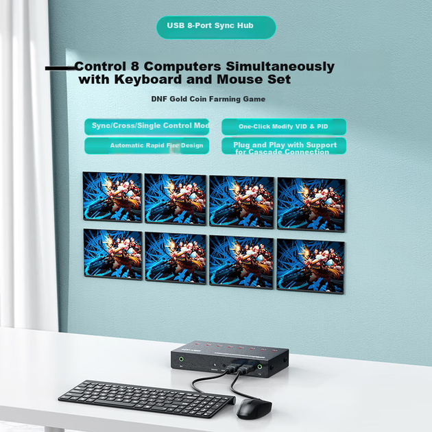 KVM-перемикач MT-Viki MT-KM108-U 8-портовий USB з підтримкою звуку - зображення 4