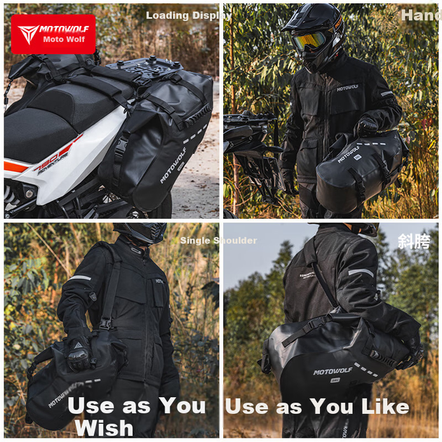 Чохол для заднього сидіння мотоцикла MOTOWOLF, сумка для їзди на мотоциклі, водонепроникна сумка, зносостійка сумка на хвостовій частині, підвісна сумка, бічна сумка для мотоциклетного спорядження, велика місткість - зображення 8