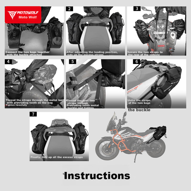 Чохол для заднього сидіння мотоцикла MOTOWOLF, сумка для їзди на мотоциклі, водонепроникна сумка, зносостійка сумка на хвостовій частині, підвісна сумка, бічна сумка для мотоциклетного спорядження, велика місткість - зображення 10