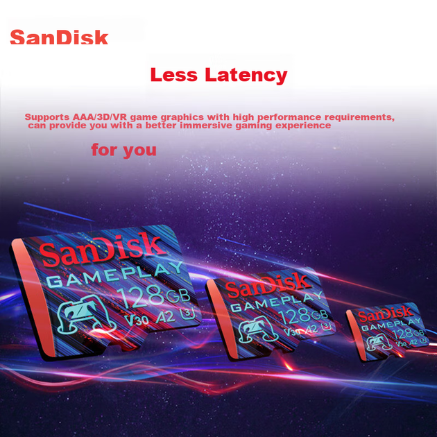 Карта пам'яті SanDisk microSD 128 ГБ A2 U3 V30 4K, читання 190 МБ/с, запис 90 МБ/с, для ігрових консолей - зображення 8